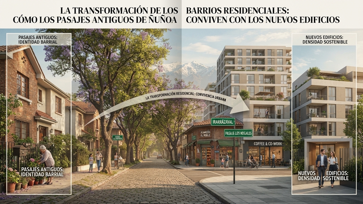 La transformación de los barrios residenciales: Cómo los pasajes antiguos de Ñuñoa conviven con los nuevos edificios