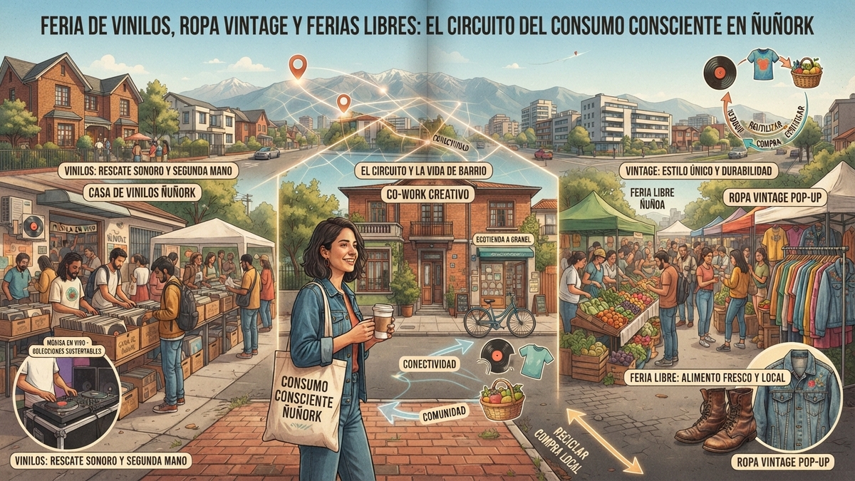 Feria de vinilos, ropa vintage y ferias libres: El circuito del consumo consciente en Ñuñork